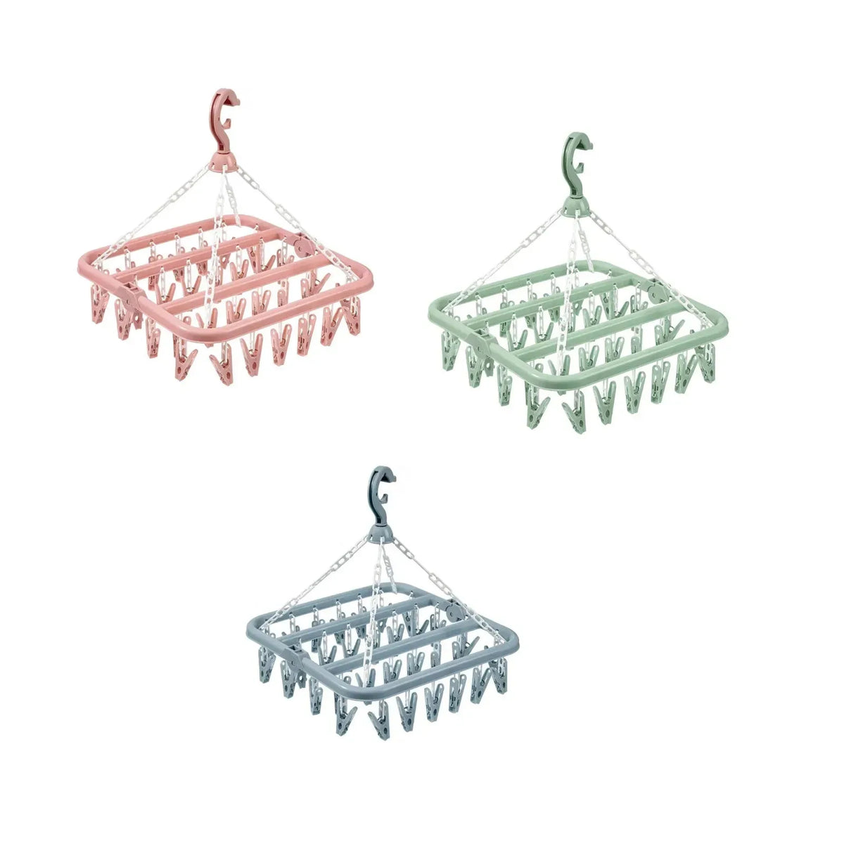 1/3PCS Foldable Drip Hanger with 32 Clips - Plastic Hanging Drying Rack for Clothes Underwear Socks Suitable for Bedroom Balcony