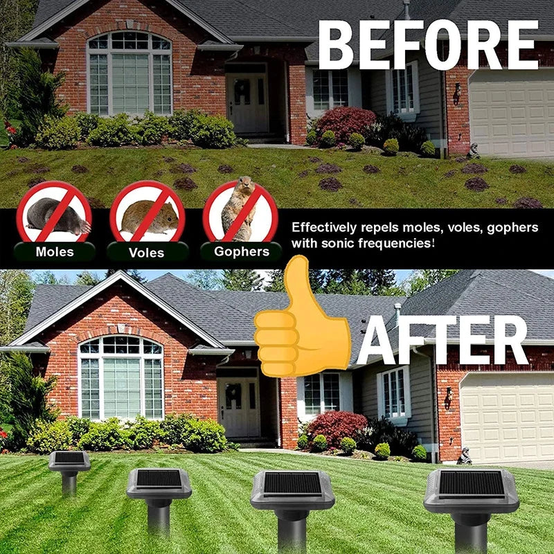 Outdoor solar-powered rat repellent P66 waterproof, suitable for courtyards, gardens, and farms