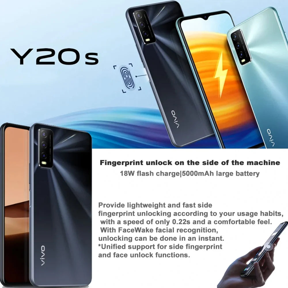 VIVO Y20S original smart fashion mobile phone 8GB+256GB/5000mah long battery life