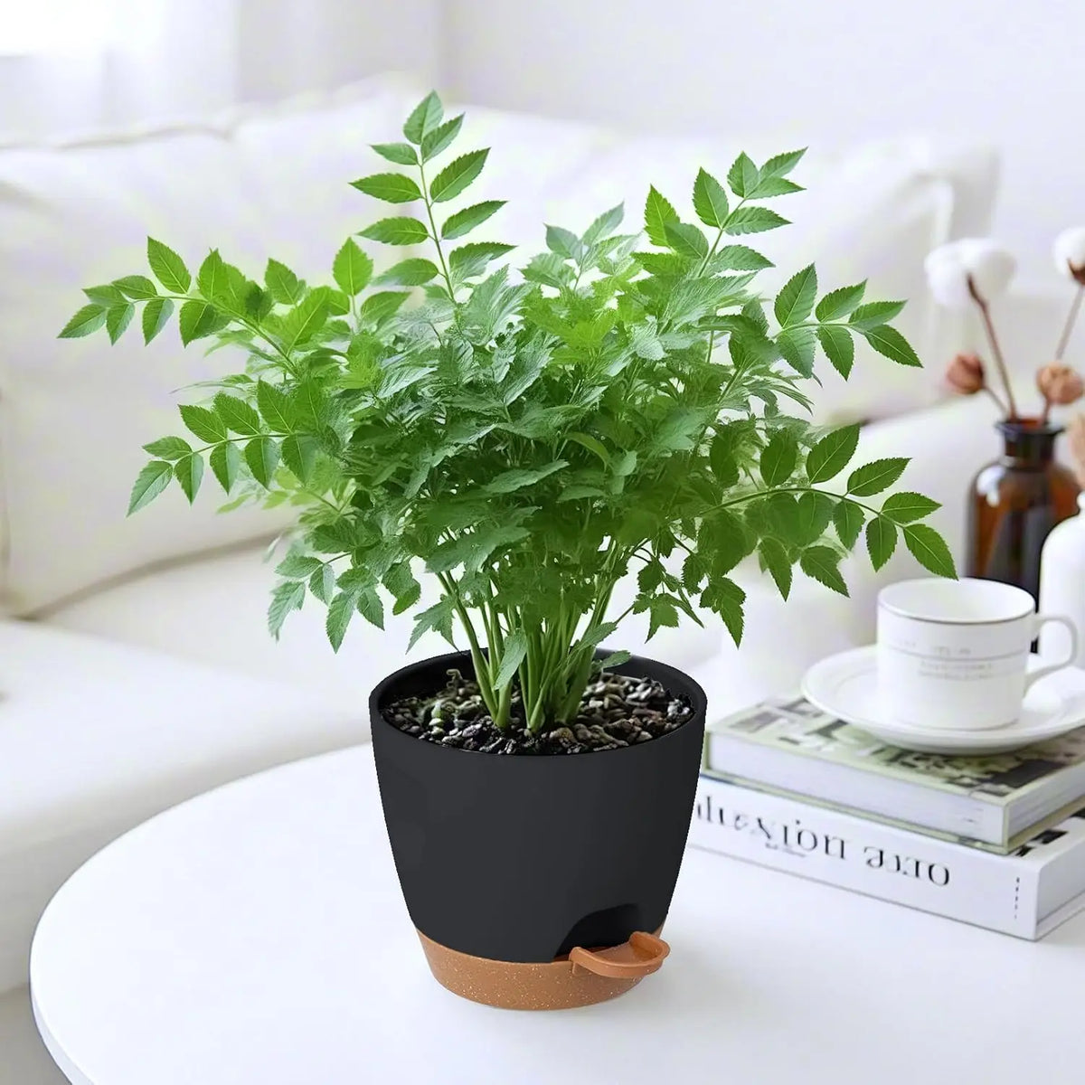 5-Pack Self-Watering Plant Pots with Drainage, 7/6.5/6/5.5/5 Inch, Indoor Outdoor Plastic Flower Pots for Succulents Herbs