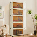 Storage Organiser,5 Tier Stackable Clothes Storage Boxes with Wheels,Folding Drawers for Clothes, Cupboard Organiser for Bedroom