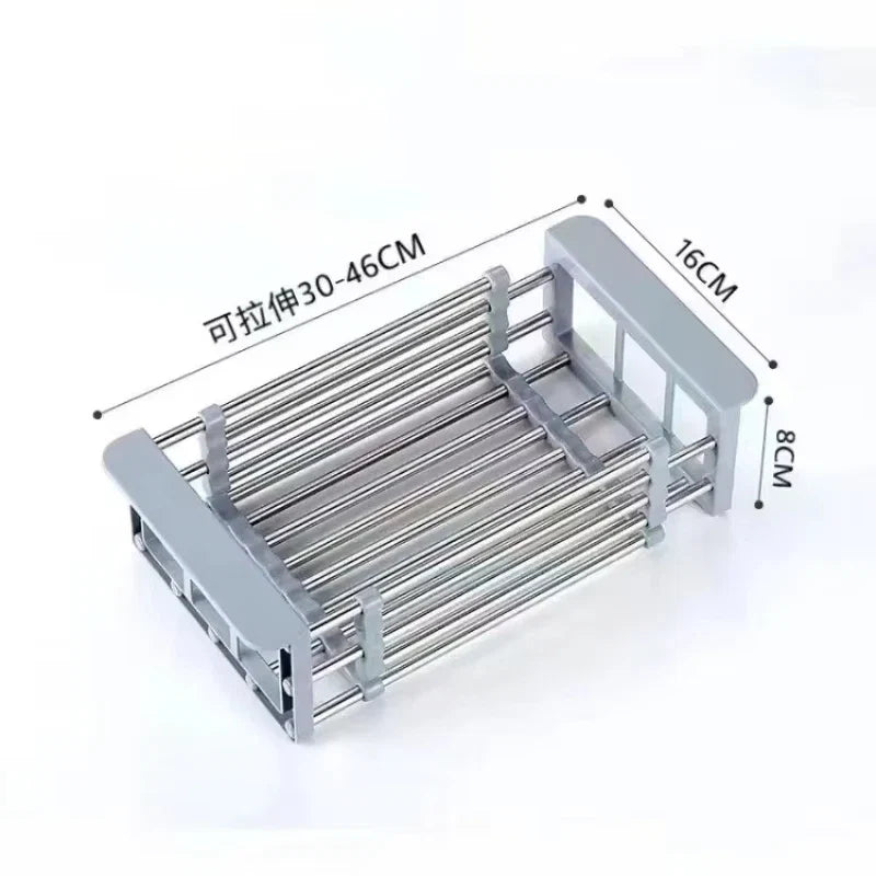 Retractable Drain Basket For Kitchen Sink Storage Basket For Washing Fruits And Vegetables Multifunctional Drain Rack