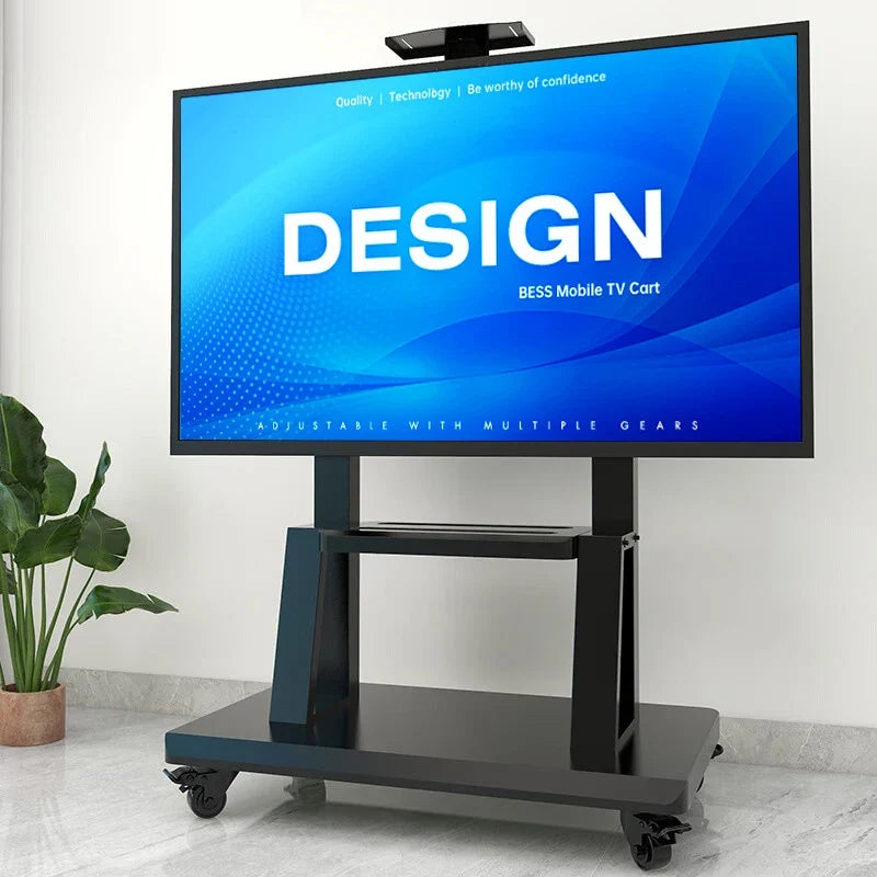 Mobile TV Stand for 32-75” TVs,Tilt TV Cart Holds up to 154Lbs Portable Stand with Storage Shelf Rolling Floor VESA 600x400mm