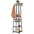 Coat Rack FreestandingHall Tree with Metal Basket and Storage Shelves Industrial Coat Rack Stand with 8 Hooks for Hanging Coats