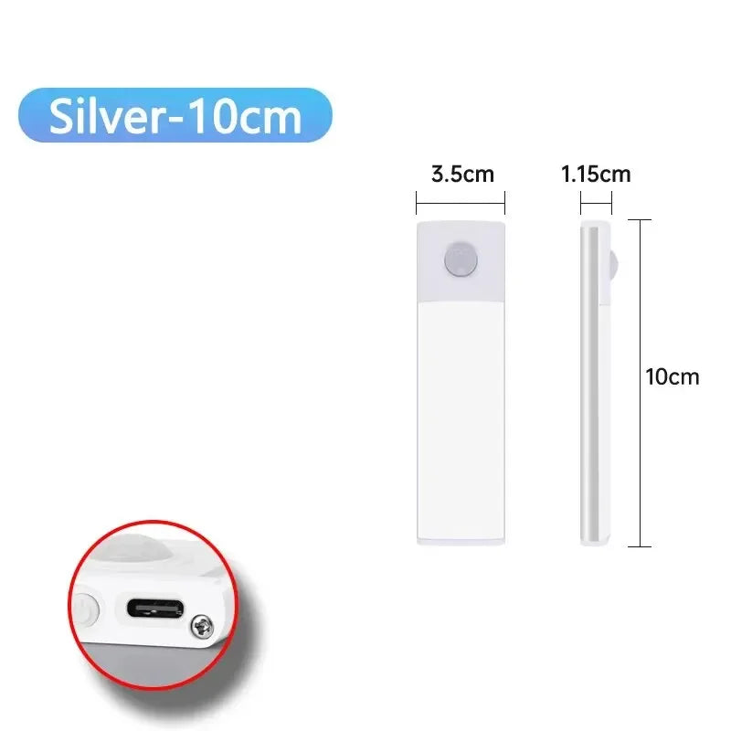 10/20/30/40/50CM Under Cabinet Led Light Sensor Movement Rechargeable Wireless Led Lamp Night Light Cupboard Bedroom Wardrobe