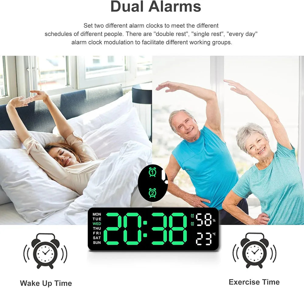 10 Inch Smart Mute LED Electronic Night Alarm Wall Clock Modern Desk Clock Minimalist Thermometer Calendar Time Cube Home Decor