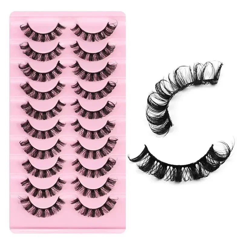 10Pairs 3D Mink Lashes Russian Strip Lash | Dramatic False Eyelashes for Full Volume Look