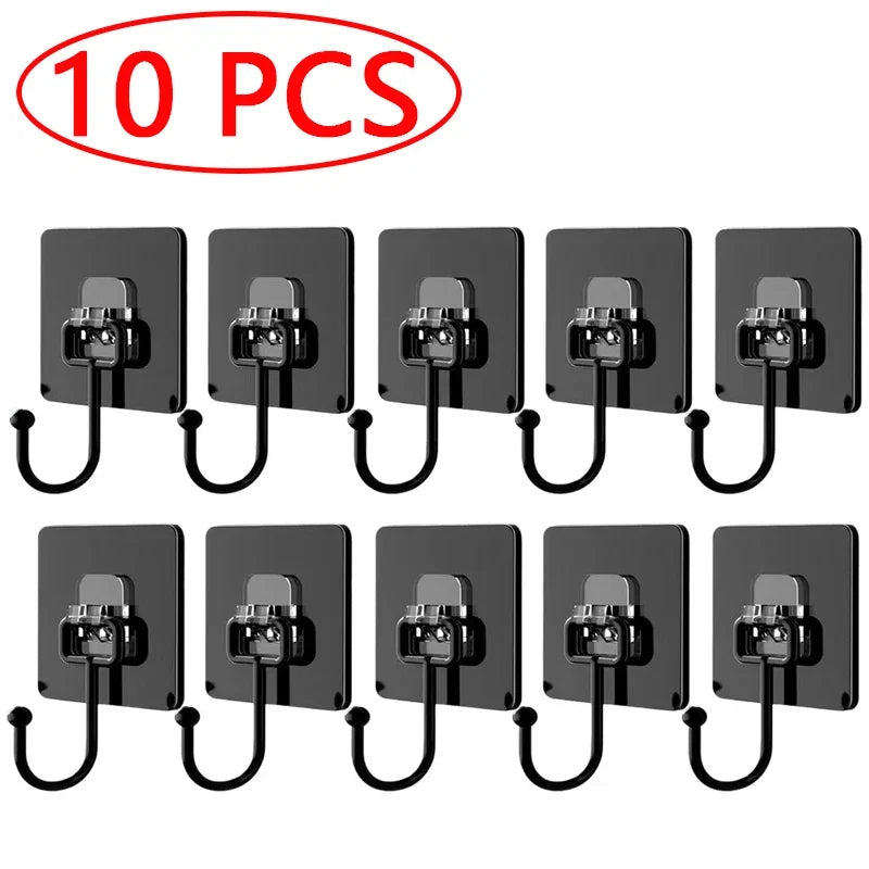 10/20 Pcs Self Adhesive Hooks Rotating Waterproof Strong Hook Holder Wall Door Storage Hanging Hooks Kitchen Bathroom Organizer
