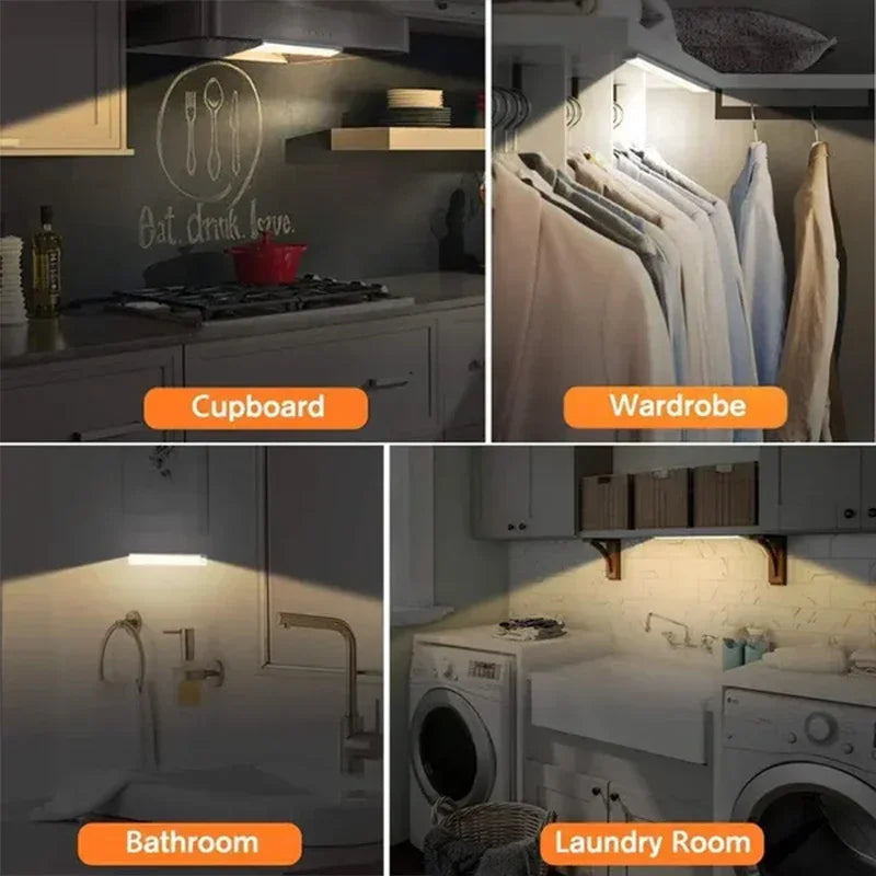 PIR Motion Sensor Rechargeable LED Night Light | Dimmable Magnetic Lamp for Closet Stairs Bar