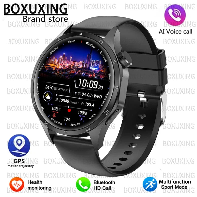 BOXUXING 2026 New GPS Sports Smart Watch Men 360*360 AMOLED Screen Heart rate Bluetooth Call IP67 Waterproof Man Smartwatch Man