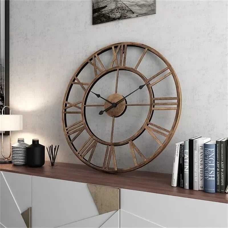 3D Roman Numerals Clock Iron Art Wall Hanging Clock Time Display Metal Silent Clock Room Arrangement Wall Ornament Home Decor