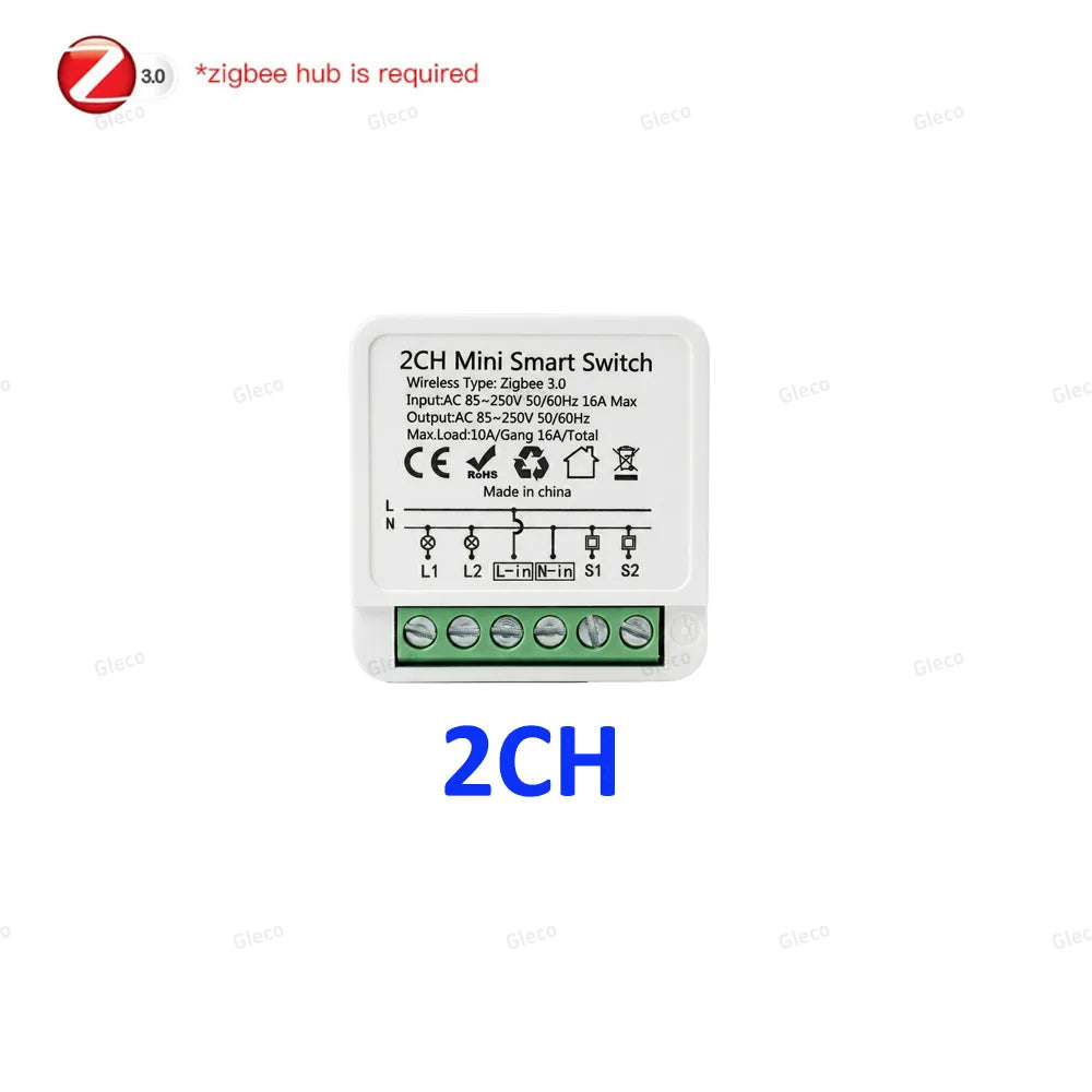 16A Wifi /Zigbee 3.0 Mini Smart DIY Switch 2 Way Control Smart Home Relay Automation Breaker Works With Alexa Google Home