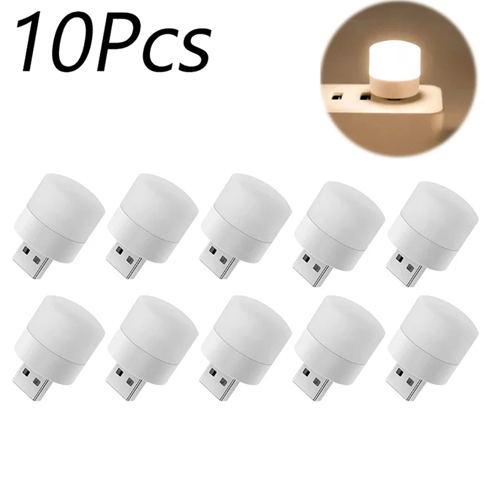 1/3/5/10Pcs USB Night Light Warm White LED Plug-In Light Bulb Portable Home Environment Light Energy-Saving Reading Night Light