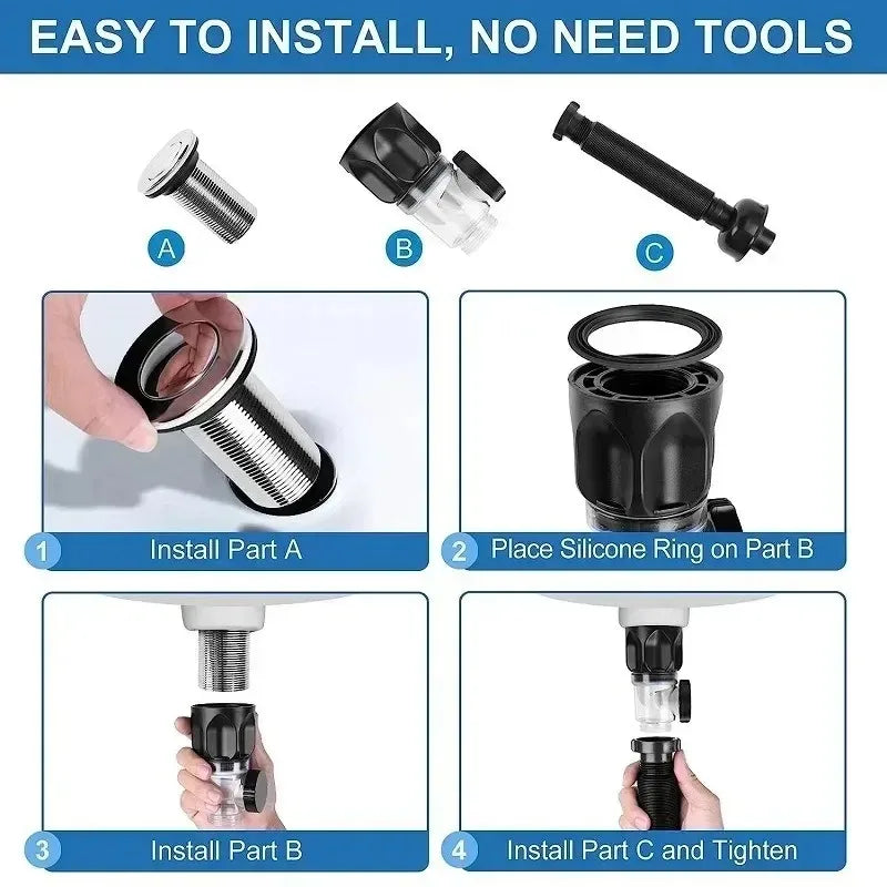Stainless Steel Basin Drain Pipe Set Odor Proof Wall Mount Drainage for Kitchen Bathroom Sink with Strainer Basket Accessories ﻿