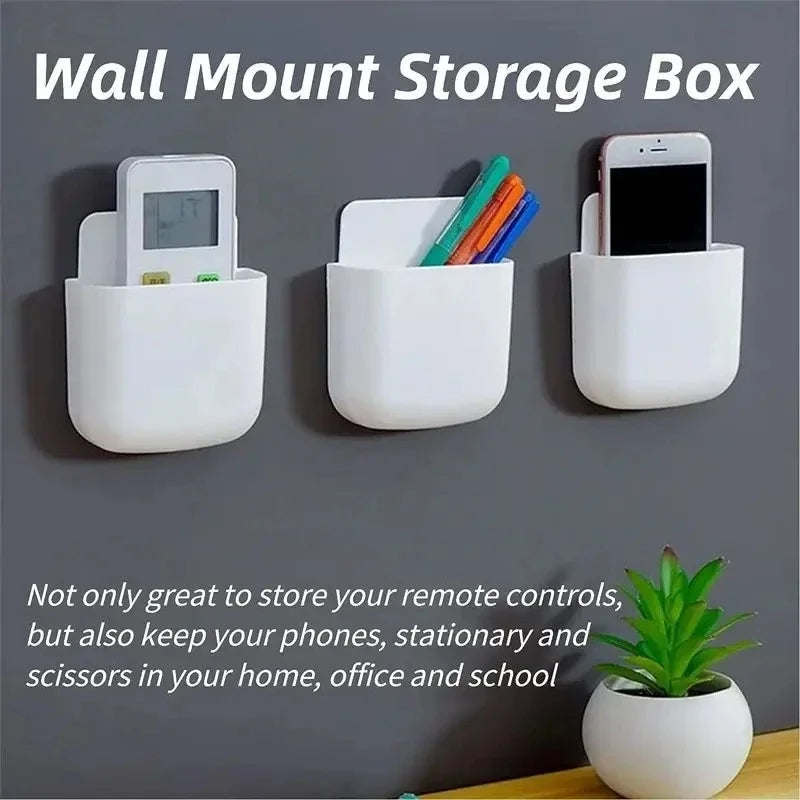 2PCS Wall Mounted Storage Box Household Living Room Conditioner Remote Control Bedside Phone Storage Holder Organizer Box1p2026