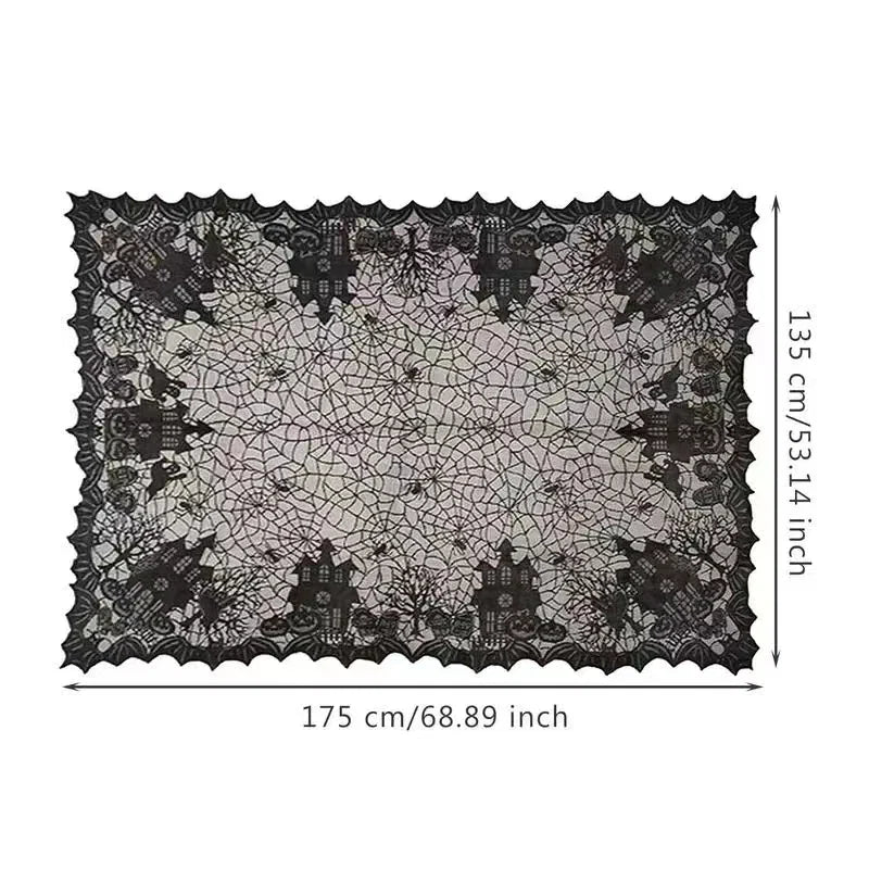 1 pcs of Halloween lace tablecloth spider web skull pattern rectangular shape for party decoration haunted house pumpkin design