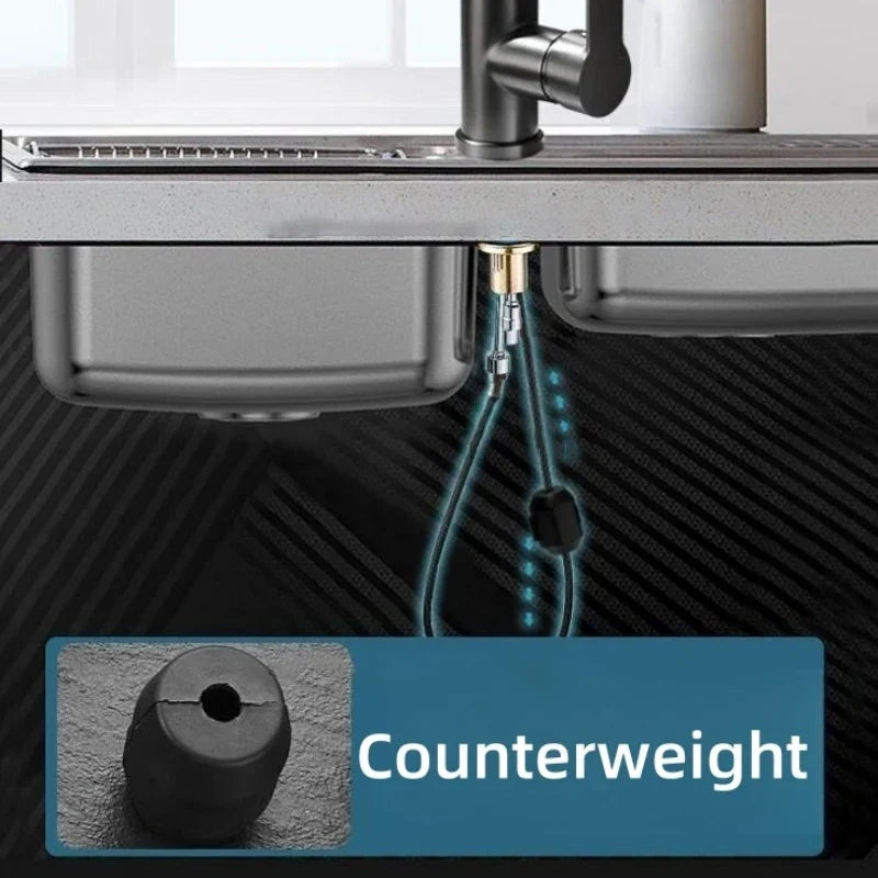 Kitchen Sink Faucets stainless steel Pull Out Kitchen Sink Water Tap Deck Mounted Mixer Stream Sprayer Head Hot Cold Taps