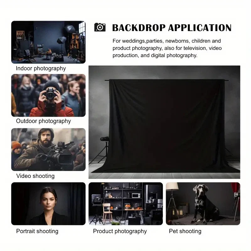 Portable black background fabric, suitable for photography, multifunctional and easy to install background fabric
