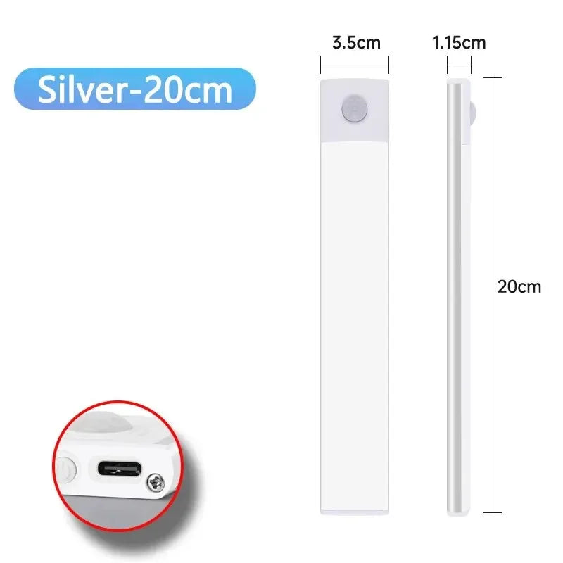 10/20/30/40/50CM Under Cabinet Led Light Sensor Movement Rechargeable Wireless Led Lamp Night Light Cupboard Bedroom Wardrobe