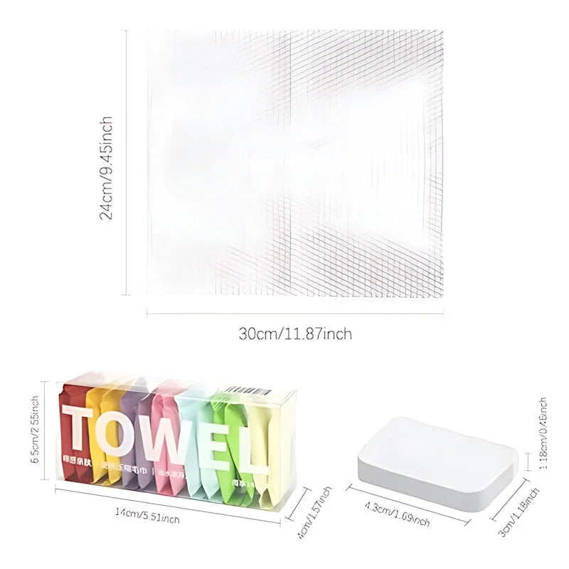 1 Pcs Compressed Cotton Disposable Face Towels, for Travel. 14x7cm, Soft, Individually Wrapped, Hygienic