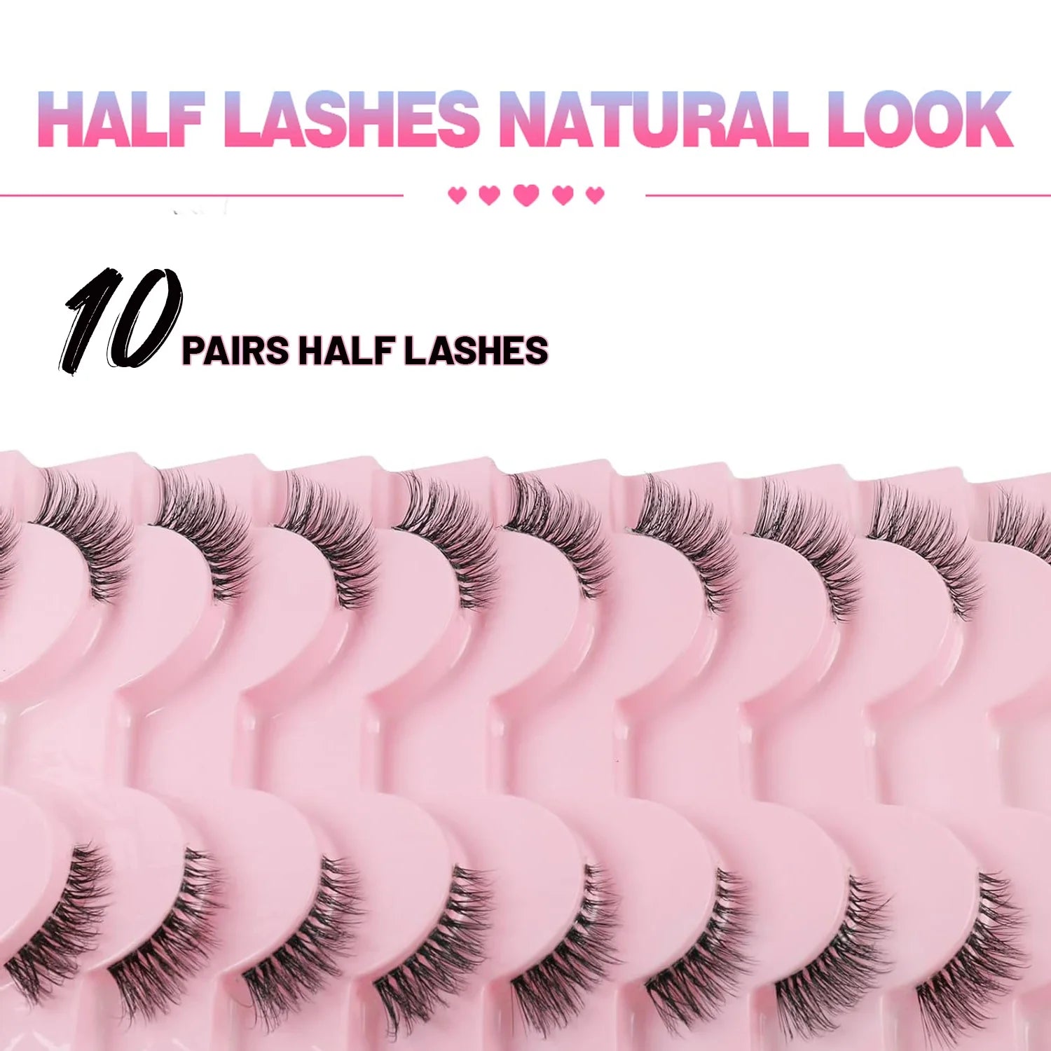 Wispy Half Eyelashes 10mm Natural Cat Eye Look | 20 Pairs DIY Strip Lashes