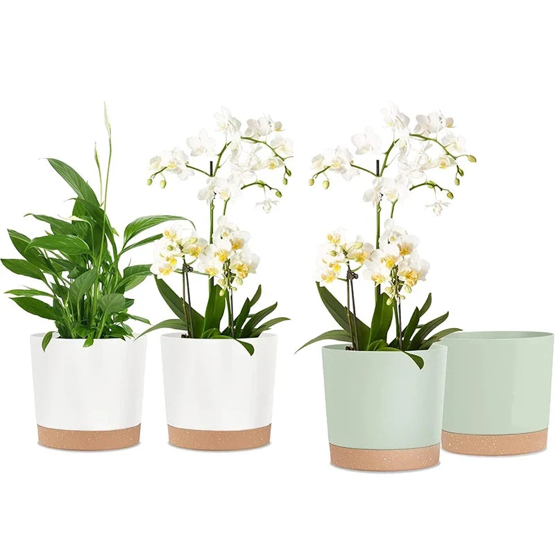 2 Pack, Planters for Indoor Plants with Drainage Holes and Removable Base,Saucer Modern Decorative for Outdoor Garden Planters