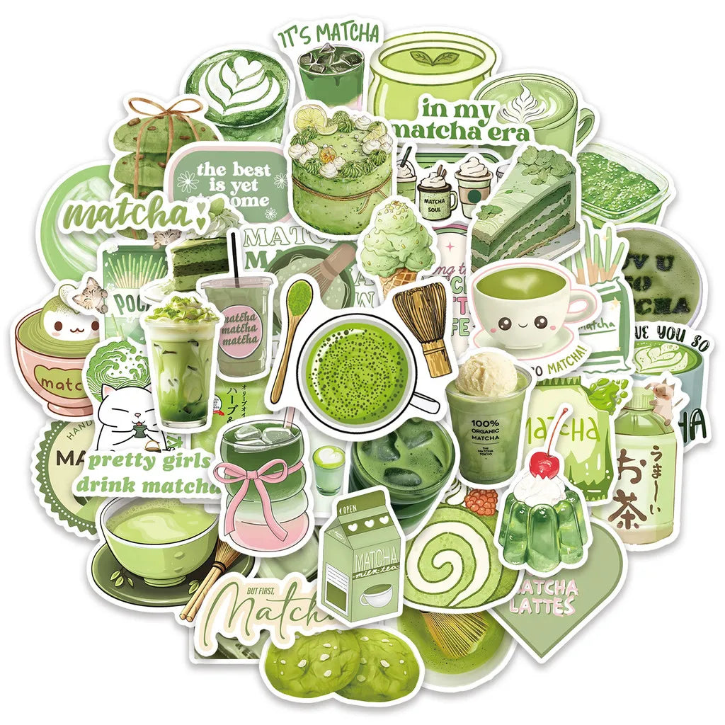 50Pcs Matcha Girl Stickers | Cute Cartoon Decals for Notebooks, Skateboards & Luggage