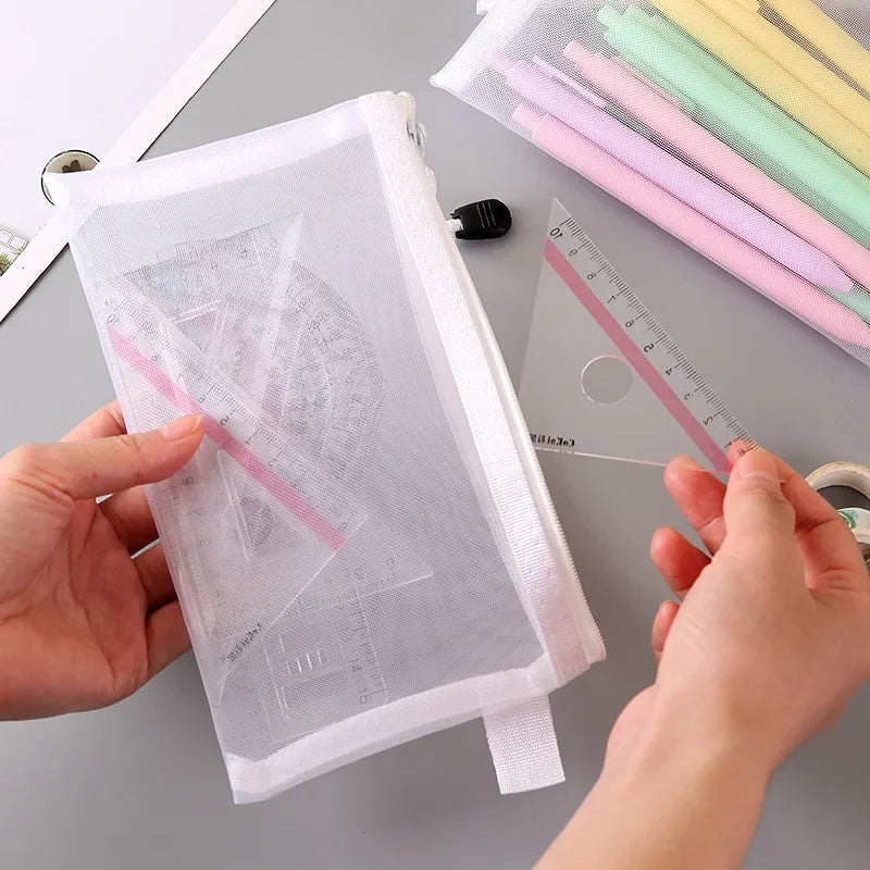 1/3pcs Nylon Mesh Zipper File Pouch Block Puzzle Toys Dispenser Organizer Transparent Organizational Organizer