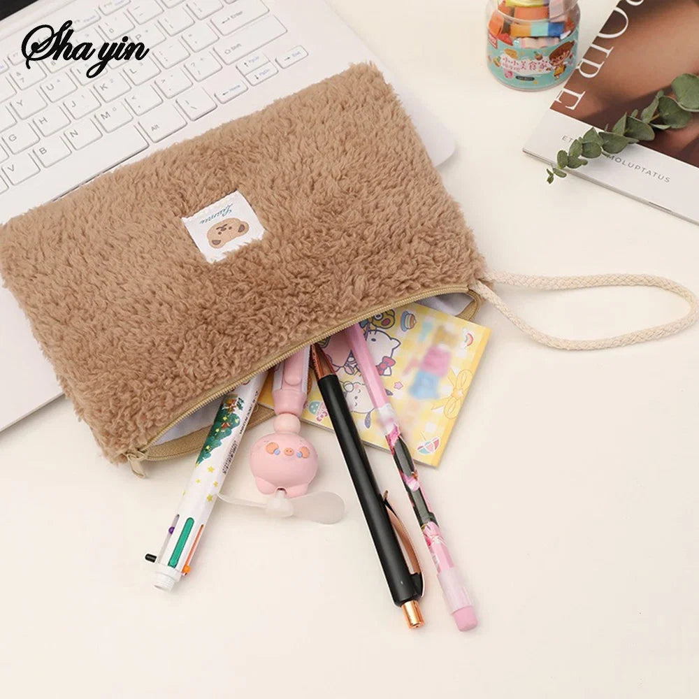 Large Capacity Cute Plush Travel Cosmetic Lipstick Storage Bag Women Makeup Kits Handbags Organizer Wallet Pencil Case Pouch Bag