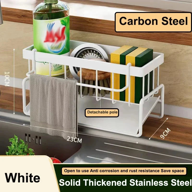 Kitchen Sink Drain Rack Organizer Plastic Self-draining Sink Shelf Soap Sponge Holder Dishcloth Towel Rack filter basket