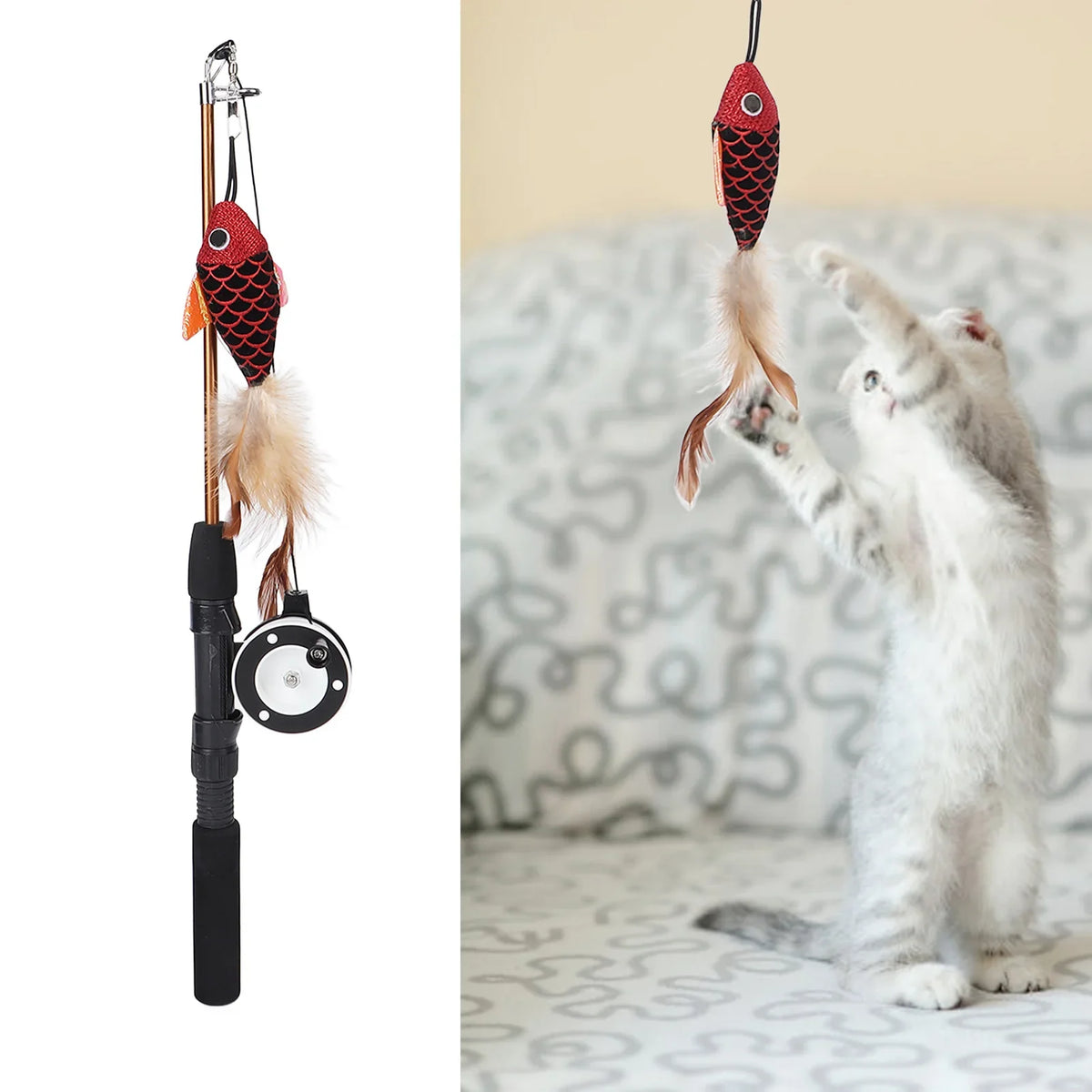 Cat  Teaser Wand  Cat Fishing Pole  Bite Resistance Multifunctional Cat  Teaser Wand  for Cats Cat