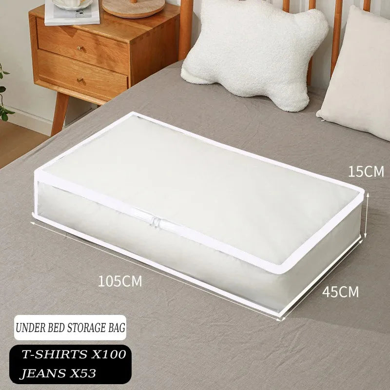 1-2Pcs Underbed Storage Bag Foldable Quilt Bag Wardrobe Clothes Storage Waterproof Dustproof Organizer Large Capacity StorageBag