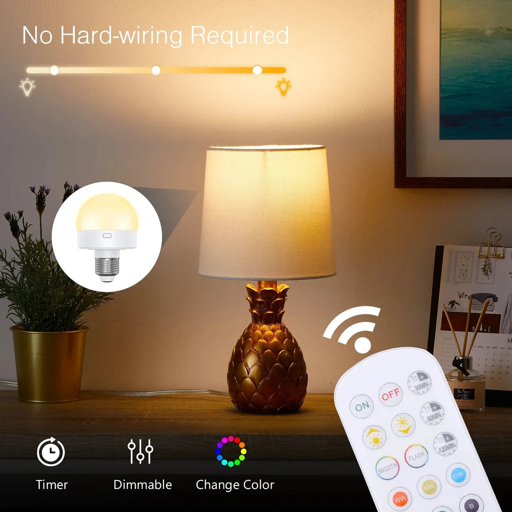 GGbingo 3 Color Temperatures Rechargeable Light Bulbs Remote Control Battery Operated Light Bulb with Timer Dimmable Lamp