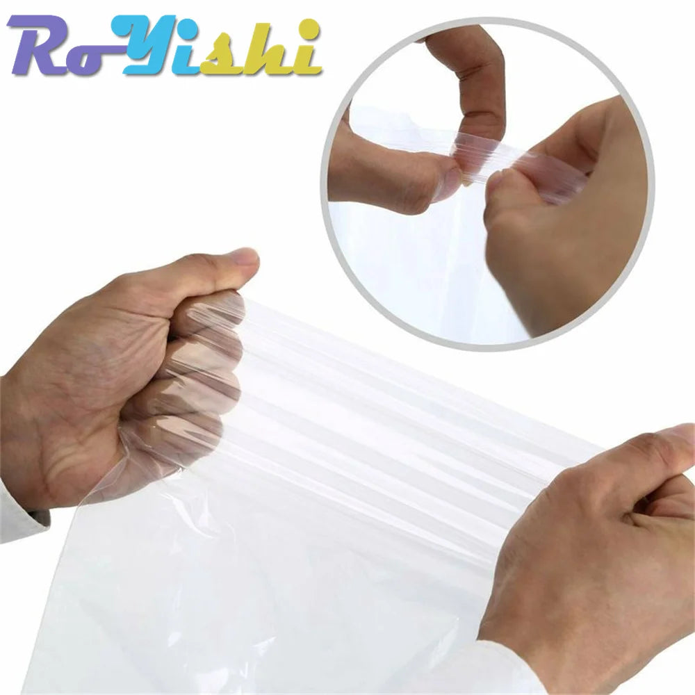 100 Pcs/Pack 5-12 Wire Self Seal Clear Plastic Poly Resealable Ziplock Bags Food Storage Fresh Package Reclosable Multi Size