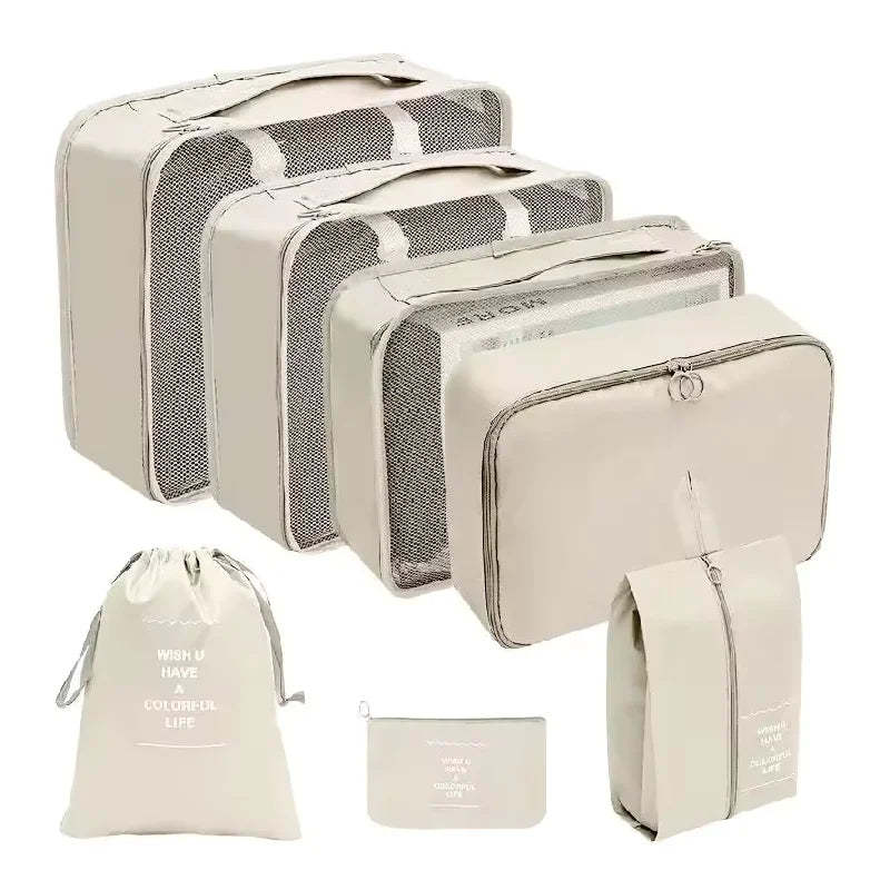 7PCS Set Travel Luggage Organizer Bags Clothes Shoes Packing Set Suitcase Foldable Cube Dormitories Clothes Storage Bag 7PCS Bag