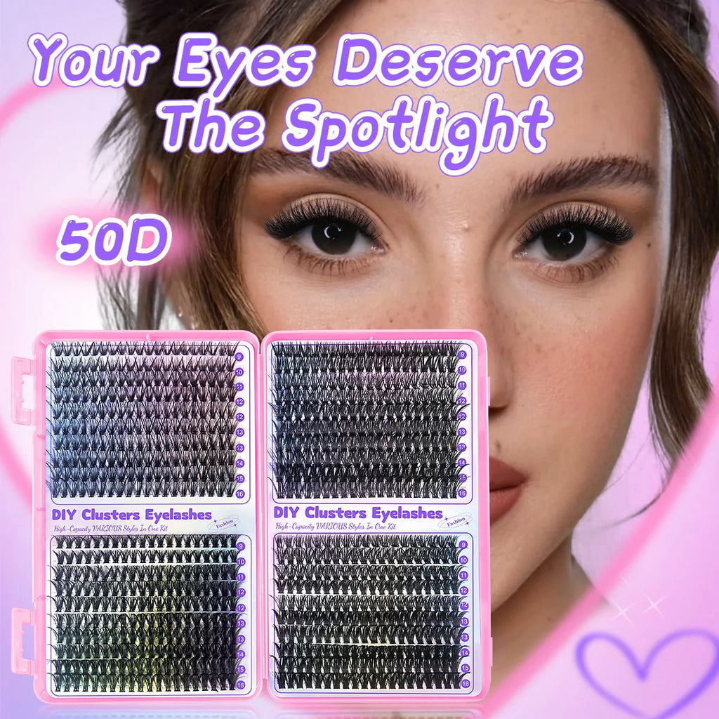 DIY Cluster Eyelash Extensions Kit | 640pcs Individual Lashes for Home Use
