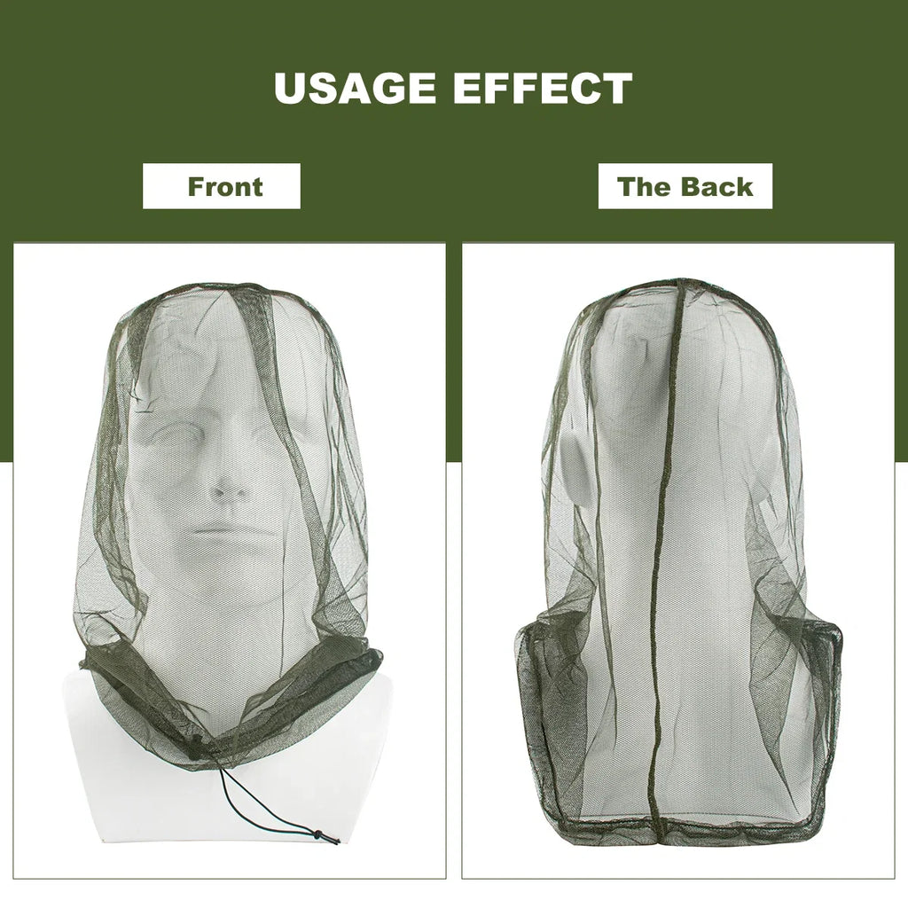 1Pc Ultra Large & Long Extra Fine Holes Mesh Soft Durable Fly Screen Premium Mosquito Insect Head Net Face Protector Camping Cap