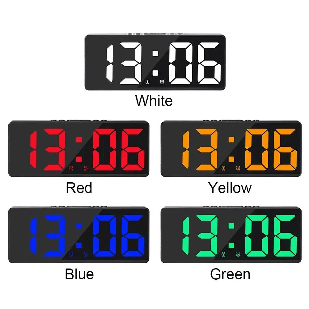 Multifunctional LED Number Clock Color Nightlight Temperature Calendar Alarm Large Digital Electronic Backlight Home Decor