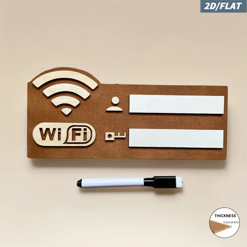 2D Wooden WiFi Password Sign with Erasable Board & Marker, Summer Home/Office/ Airbnb Guest Room Decor for Easy WiFi Access