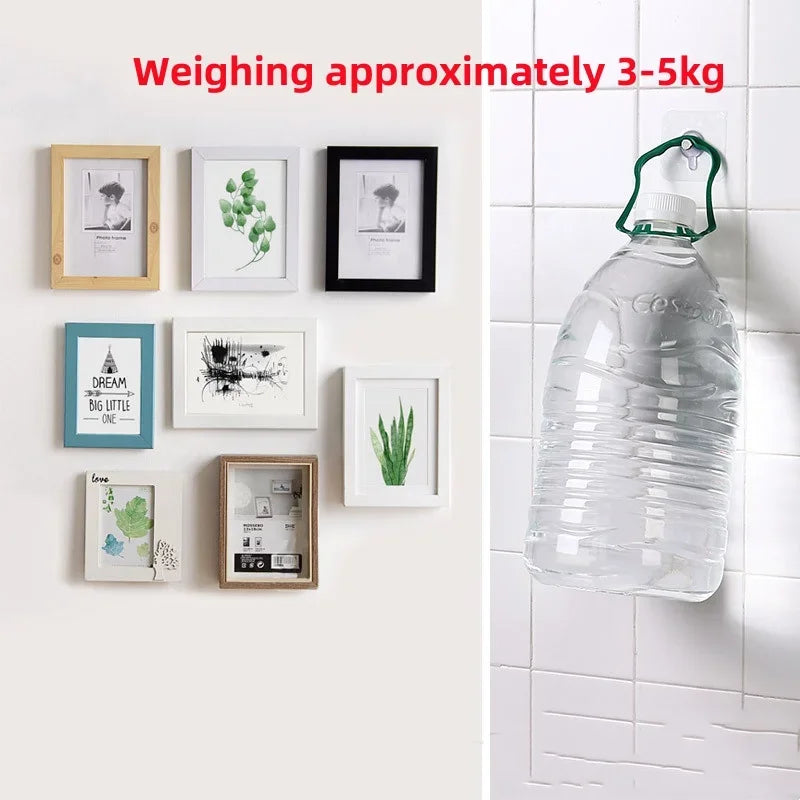 10/50pcs Self-Adhesive Hook Strong Adhesive Picture Frame Nails Hooks Transparent Seamless Wall Hangers Hanging Clock