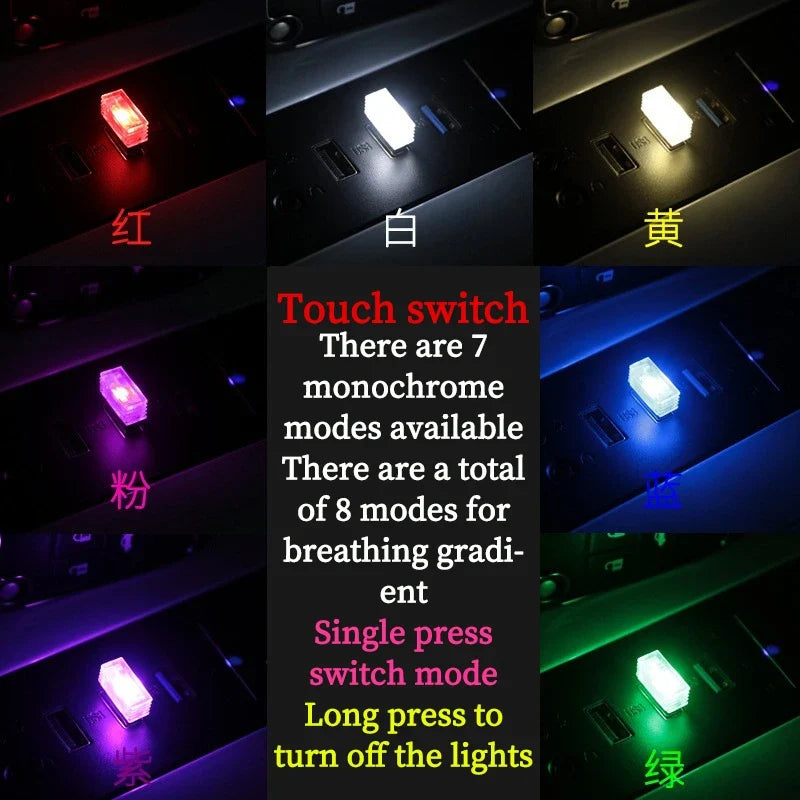 Car USB LED Atmosphere Light | Music Sync Sound Control Car Interior Decoration