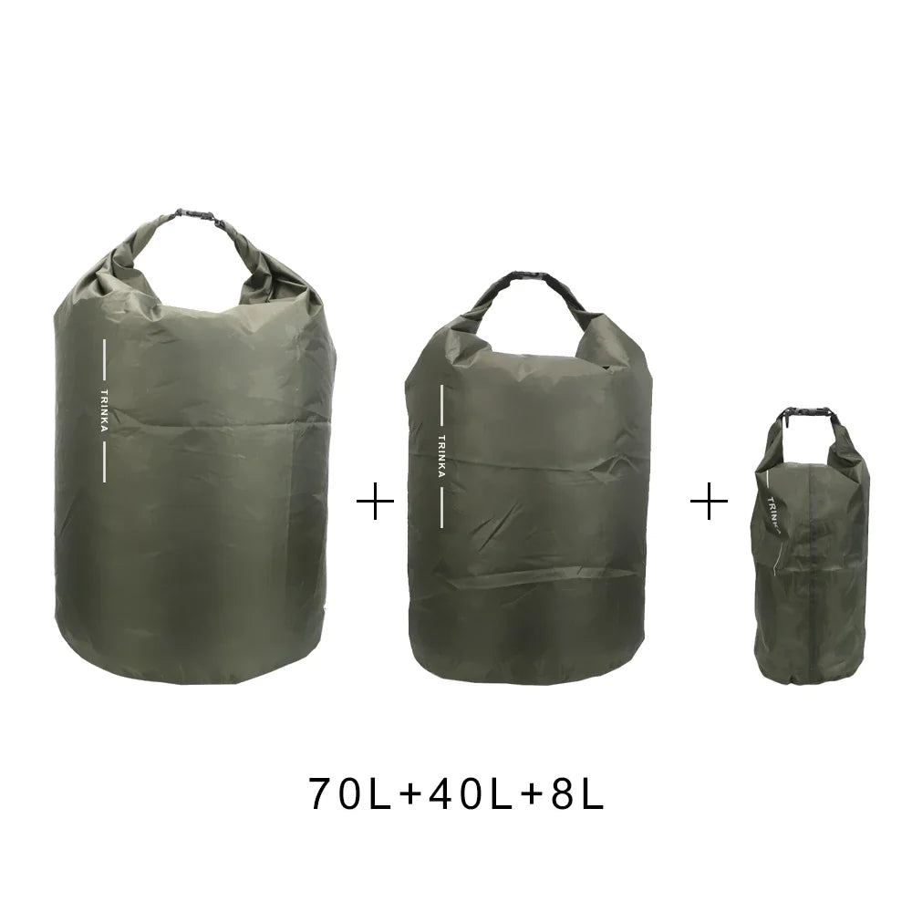 8L 40L 70L Waterproof Storage Bag Outdoor Traveling Carrying Bags For Boating Kayaking Canoeing Floating Dry Sack Pouch Portable