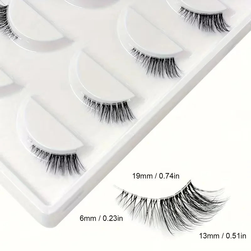 Natural Look Curly Half Lashes | 5 Pairs for Volume and Definition