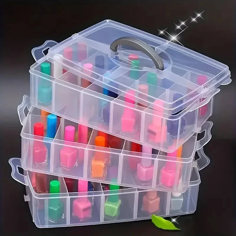 Stackable 3-Tier Plastic Storage Box Adjustable Compartment Toy Container Clear Jewelry Sundries Organizer Home Storage Supplies