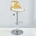 Adjustable Modern Bar Stool with Transparent Backrest Metal Frame Upholstered Seat with Lifting and Rotating Function