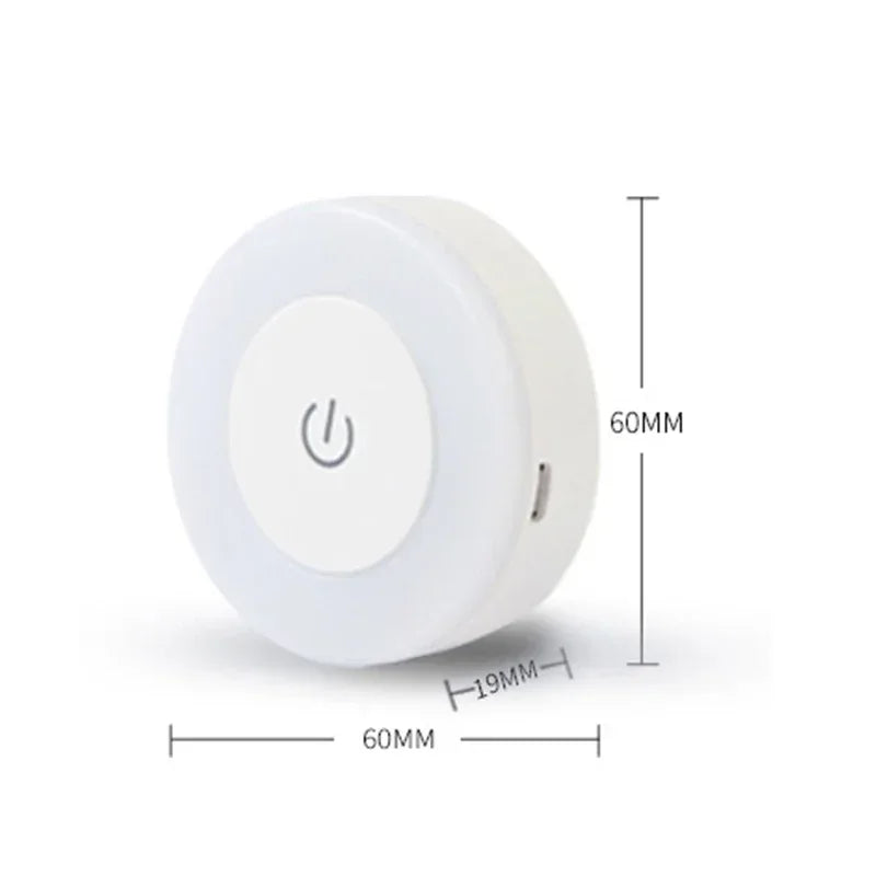 Round Touch Sensor LED Night Light | USB Rechargeable Magnetic Wall Lamp