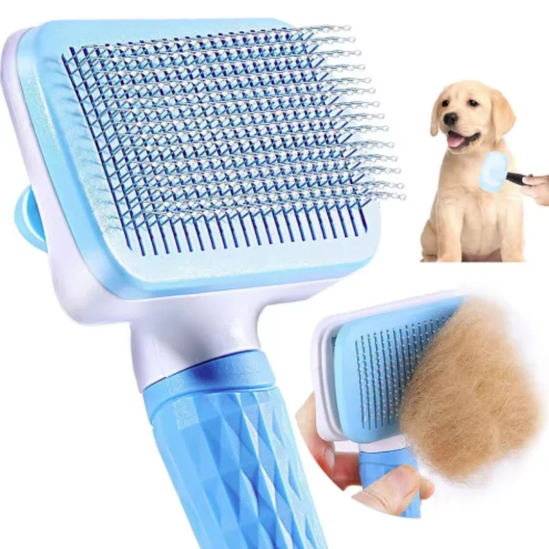 Pet Deshedding Comb | Self Cleaning Needle Brush for Dogs and Cats