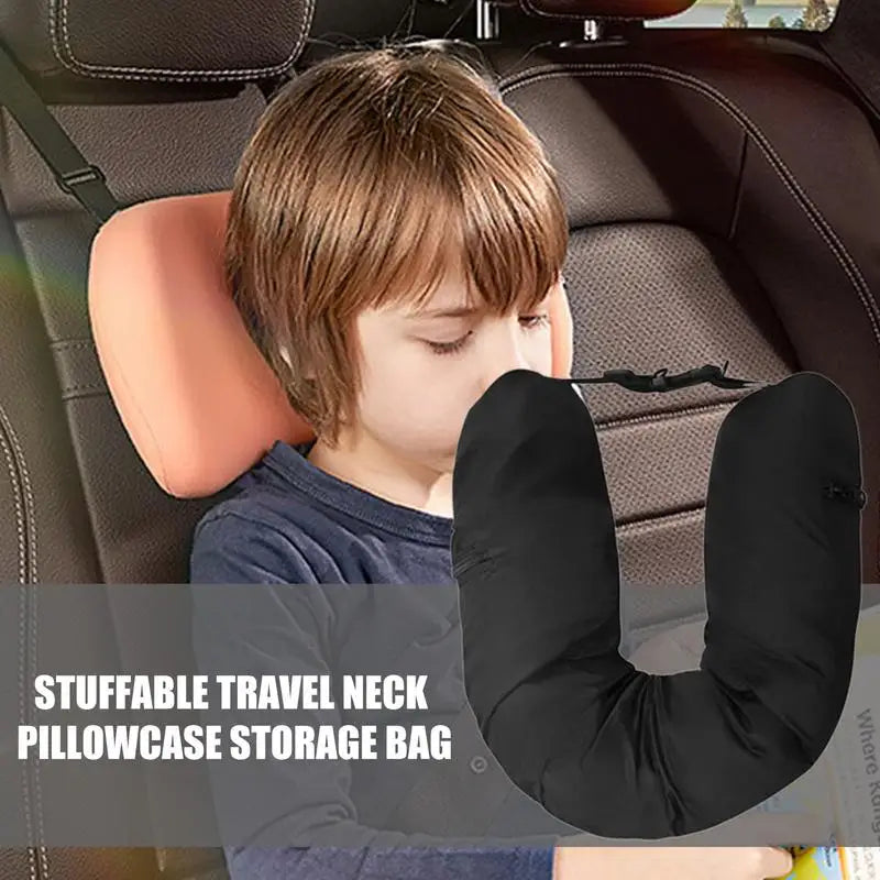 Fillable Travel Pillowcase Organizer Bag Carryable Travel Bag Airplane Cushion Travel Neck Pillow Self-filling Travel