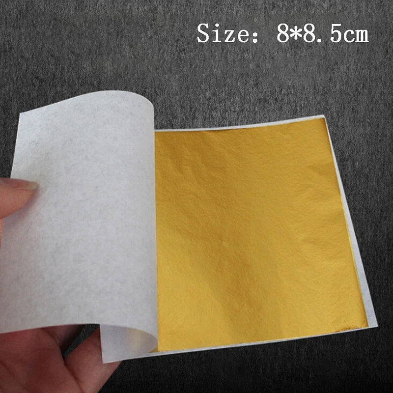 100 Sheets Pure 24K Gold Foil Leaf | For Food Decorations, Gilding, and DIY Crafts