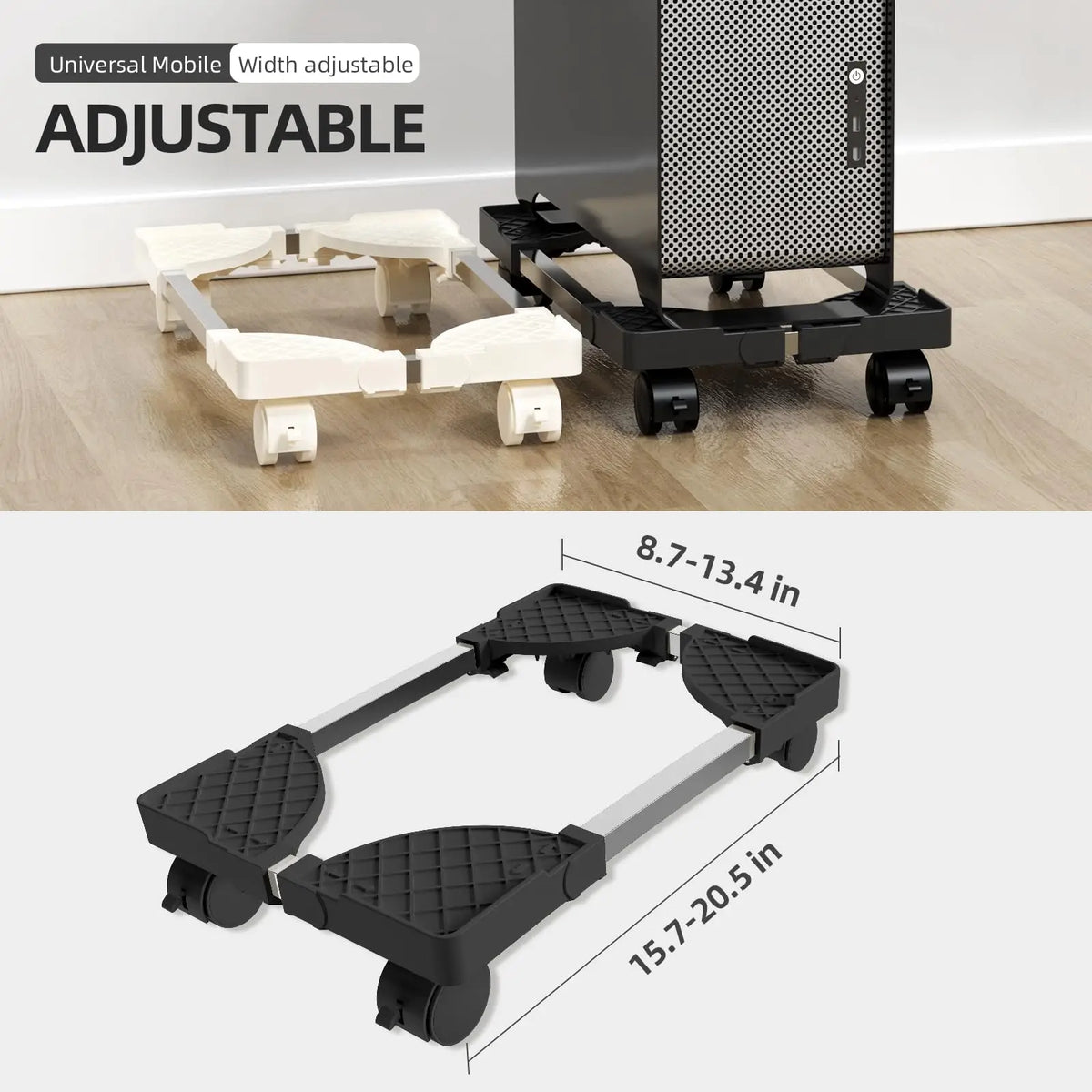 Adjustable Mobile CPU Stand Holder Tower Stand with Rolling Caster Wheels Computer Stand for Tower Fit Most PC Desk Accessories